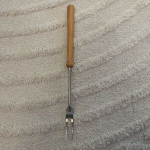 VTG Ekco Wooden Handle Stainless Steel 2 Prong Bbq Fork USA Made Serving Fork